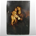 Italian School, 17th or 18th century, Madonna and Child, oil on oak panels, 106 x 72cm, unframed.