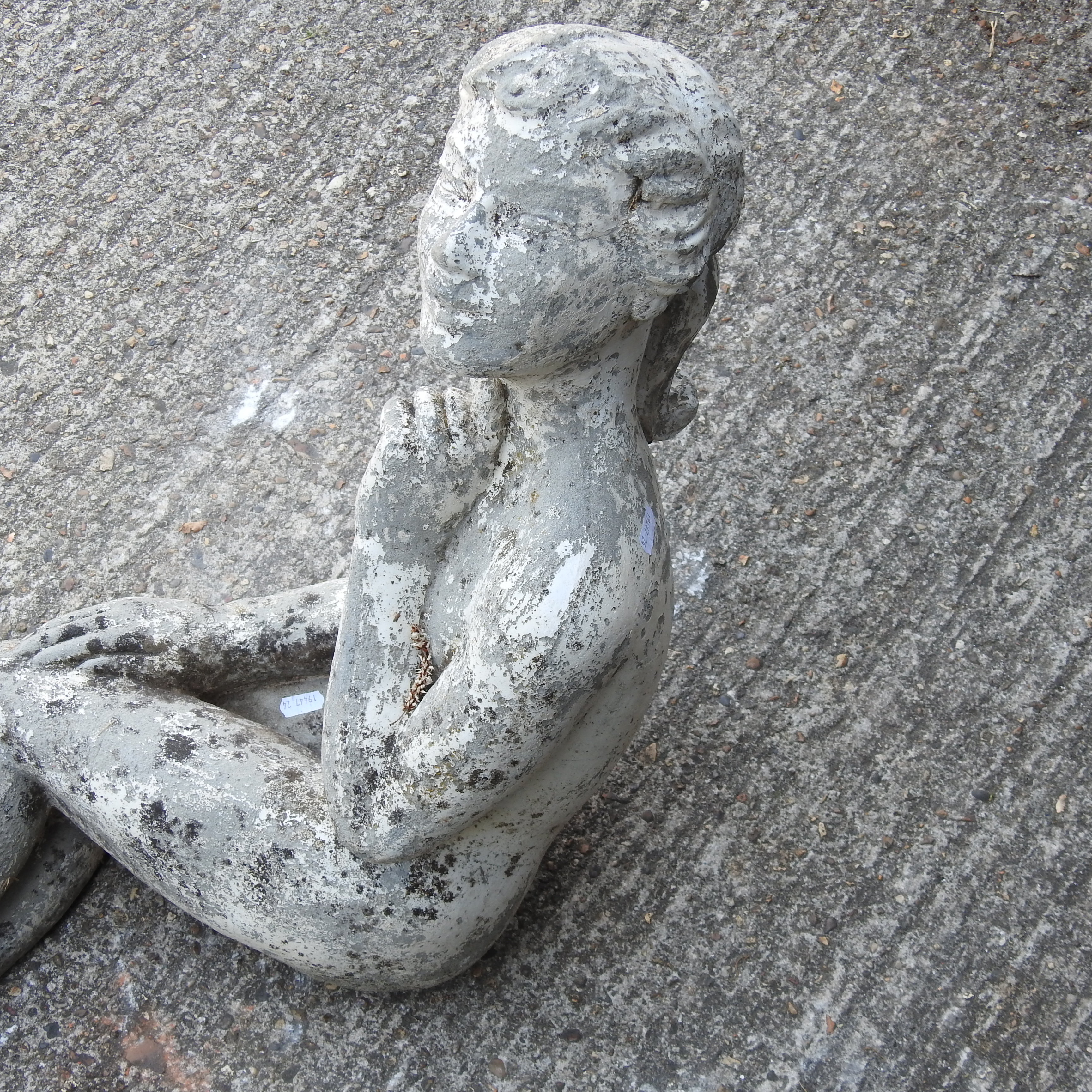 A reconstituted stone garden water feature, in the form a mermaid, - Image 2 of 7
