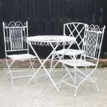 A wire work garden table, 74cm diameter,