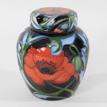A modern Moorcroft pottery ginger jar and cover, decorated with poppies, dated 2007, 15cm high,