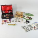 A collection of World War II medals, together with costume jewellery,