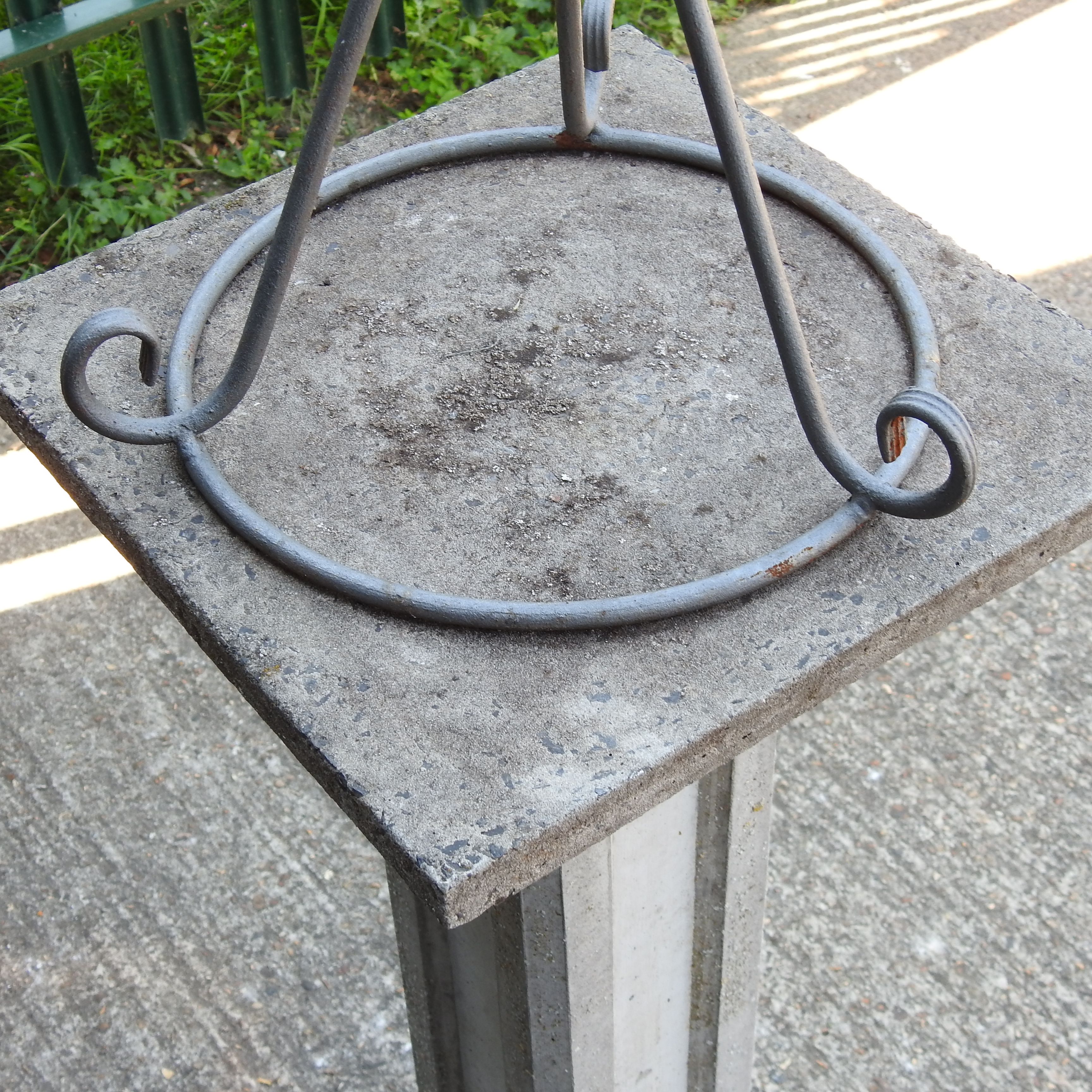 An iron garden armillary sphere, mounted on a reconstituted stone column, - Image 4 of 7