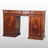 A 19th century mahogany and inlaid breakfront sideboard,