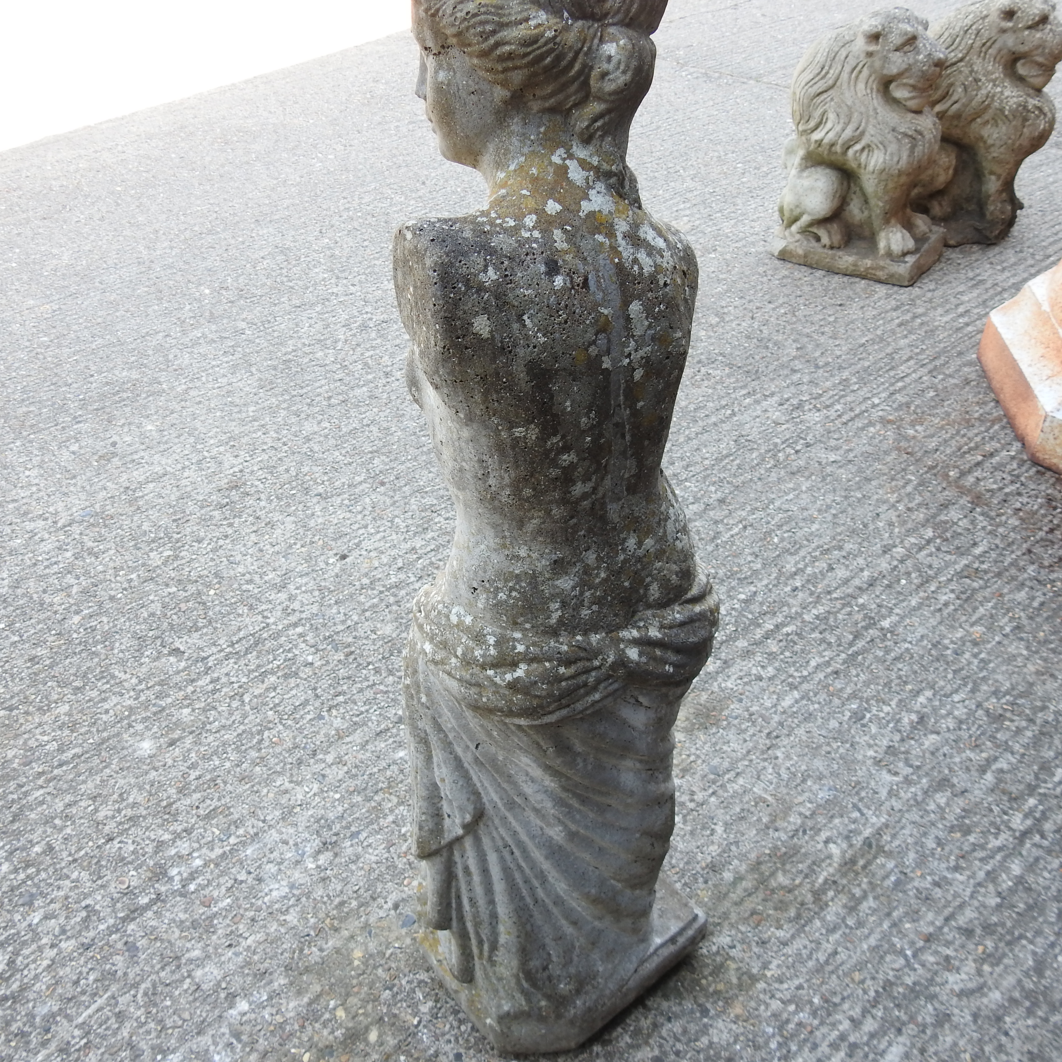 A reconstituted stone garden figure of a classical lady, - Image 4 of 11