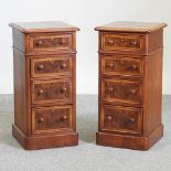 A pair of bespoke made walnut bedside chests,