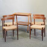 A set of four 1960's teak dining chairs, together with a 1960's Remploy teak hostess trolley,