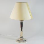 An early 20th century silver table lamp, inscribed to 'Mrs R J Salt,