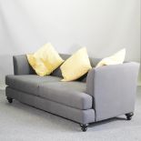 A modern grey upholstered sofa, 205cm,
