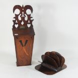 A 19th century mahogany and inlaid candle box, 50cm high,