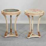 A pair of cream painted plant stands,
