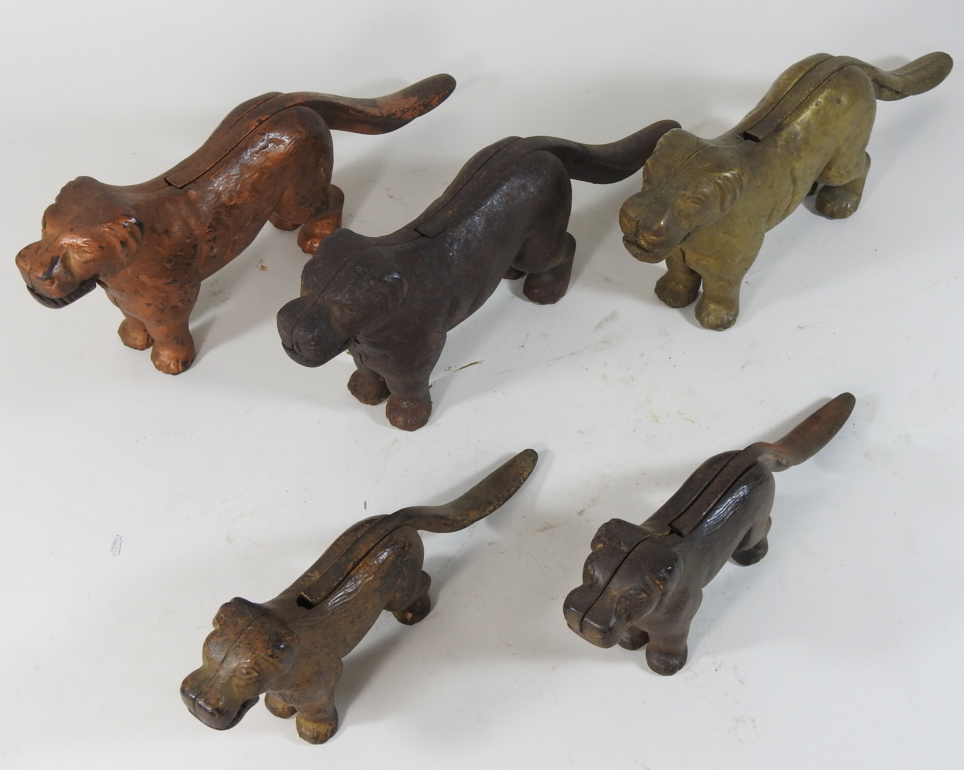 A collection of five 19th century cast iron novelty nut crackers, each in the form of a dog, - Image 6 of 21