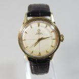 A 1960's Omega gold plated gentleman's automatic wristwatch, thew signed dial with baton hours,