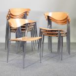 A set of eight bentwood beech stacking chairs,