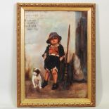 English School, 19th century, boy with a dog, oil on canvas,