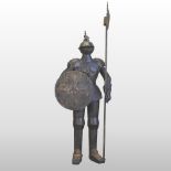 A life size model of a suit of armour,