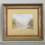 English School, 19th century, cottages, watercolour,