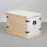 A stripped pine blanket box,