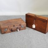 A 19th century mahogany and brass mounted masonic case, 55cm,