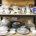 Two shelves of china to include Royal Worcester Bridal Lace,
