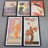 A set of three reproduction French theatre posters, 83 x 58cm,