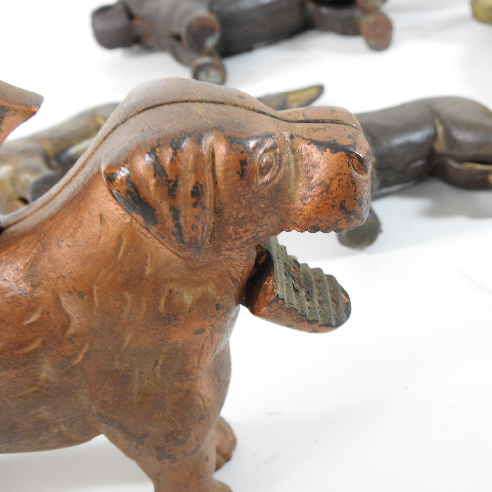A collection of five 19th century cast iron novelty nut crackers, each in the form of a dog, - Image 8 of 21