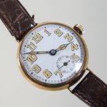 A 1920's Dennison 9 carat gold cased wristwatch,