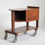 A 1930's walnut ship's hostess trolley, bearing a label for White Star Line, stamped Flexello,