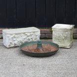 A reconstituted stone planter, 54cm, together with another smaller,