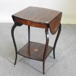 An Edwardian rosewood drop leaf occasional table,