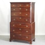 A George III oak chest on chest, on bracket feet,