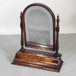 A William IV burr walnut dressing mirror, with an adjustable mirror and lined interior,