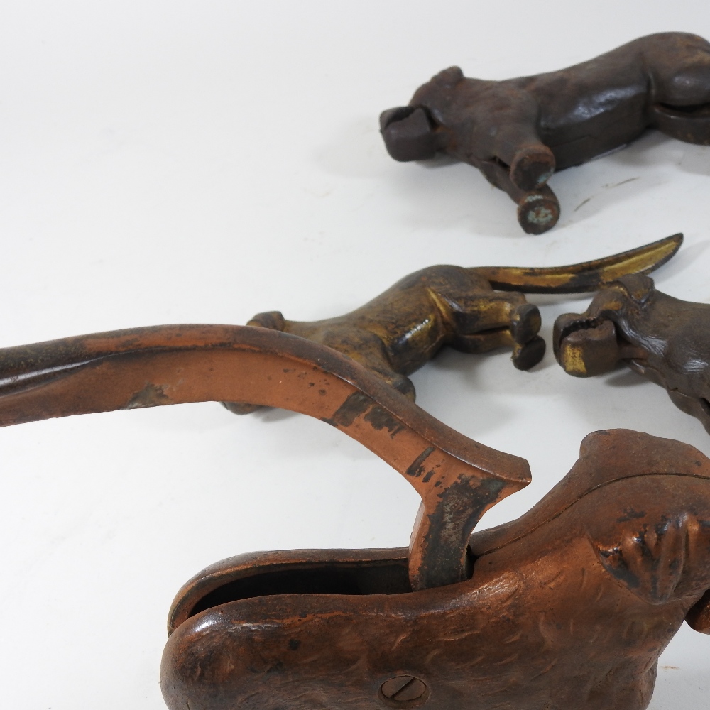 A collection of five 19th century cast iron novelty nut crackers, each in the form of a dog, - Image 5 of 21