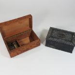 An early 20th century inlaid music box, 17cm,