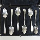 A set of six old English pattern silver coffee spoons, by Hester Bateman, London late 18th century,