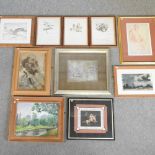 A collection of pictures and prints, to include a print of a Raphael drawing,
