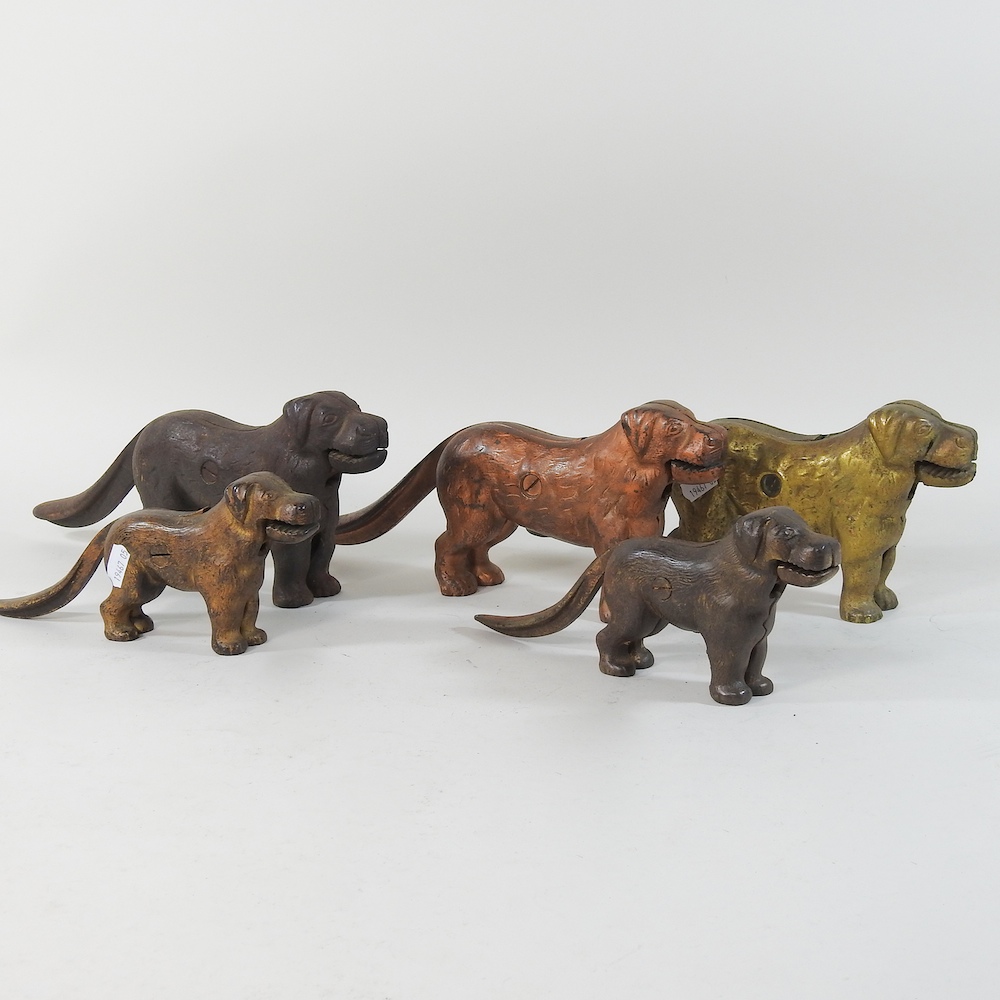 A collection of five 19th century cast iron novelty nut crackers, each in the form of a dog, - Image 3 of 21