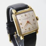 A 1970's Gerard Perregaux 10 carat gold filled gentleman's wristwatch, with a signed square dial,
