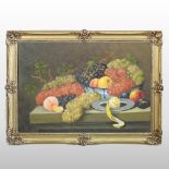 English School, 20th century, still life of fruit, oil on canvas,