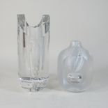 A post war Kosta clear glass vase, 8265 18cm high, together with another larger Kosta vase,
