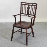An elm and oak Mendlesham style elbow chair