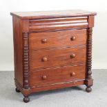 A 19th century Scottish mahogany chest of drawers, on bun feet,