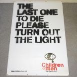 A movie advertising poster for Children of Men, starring Clive Owen, 226 x 152cm,