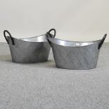 An oval galvanised metal planter, 45cm,