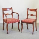 A set of eight bespoke made Regency style mahogany dining chairs, with red padded seats,