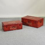A painted metal cola advertising trunk, 68cm,