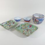 Two 19th century Chinese Canton porcelain dishes, largest 24cm,
