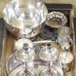 A collection of silver plated items,