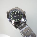 A Cavadini steel cased wristwatch,