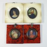 A pair of reproduction portrait miniatures, 11cm overall,