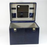 A 20th century blue leather vanity case,